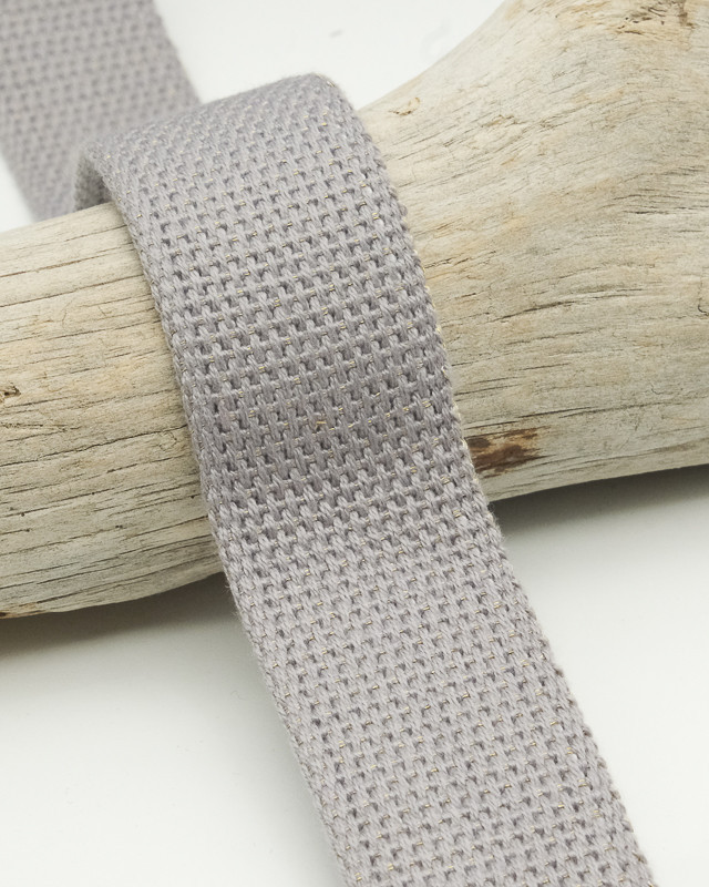 Sangle Coton Lurex Or 30MM gris claire